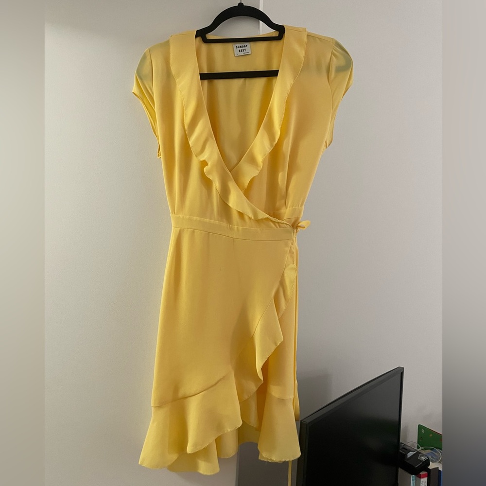 Aritzia Sunday Best Yellow Ruffle Minidress